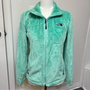 The North Face turquoise blue fleece fuzzy zipup jacket sweatshirt - mountains